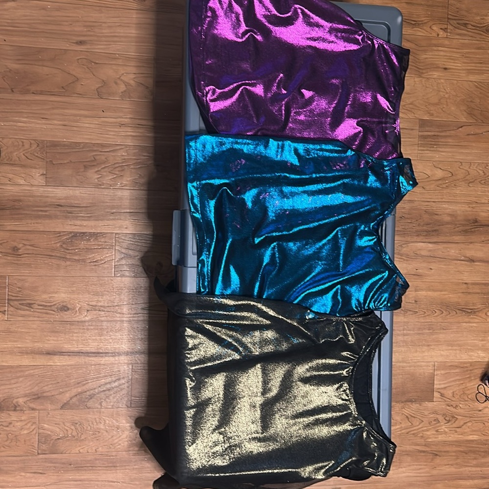 Set of 3 Metallic Sheer Tank Tops/Dress Overlays Fits M Child to S Adult